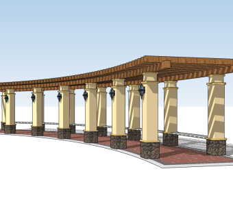 欧式廊架草图大师模型，廊架sketchup模型下载
