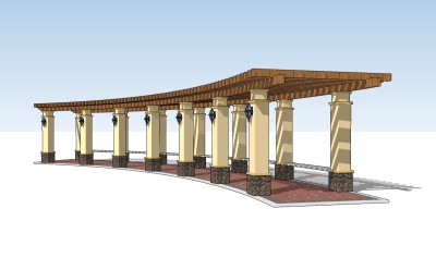 欧式廊架草图大师模型，廊架sketchup模型下载