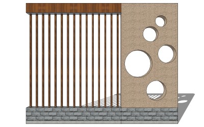 中式景观墙草图大师模型，景墙sketchup模型下载