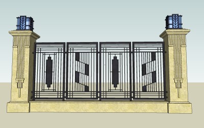 现代铁艺围栏草图大师模型，铁艺围栏sketchup模型skp文件下载