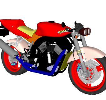 现代摩托车sketchup模型，摩托车草图大师模型下载