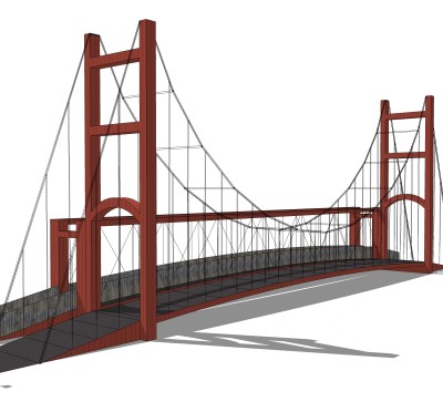 悬索桥设计草图大师模型下载，sketchup悬索桥su模型分享