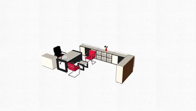 现代班台桌su模型，班台桌sketchup模型下载