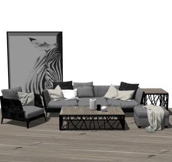 现代沙发组合草图大师模型，沙发组合sketchup模型下载