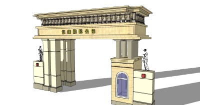 欧式入口大门skb模型分享，入口大门sketchup下载