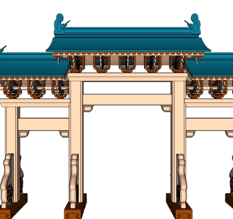 中式牌坊建筑草图大师模型下载、中式牌坊建筑su模型下载