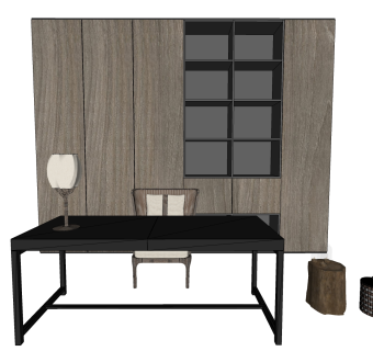 现代书桌椅台灯sketchup模型下载