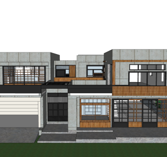 现代独栋别墅草图大师模型下载，独栋别墅sketchup模型