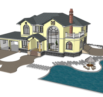 欧式别墅su模型，别墅sketchup模型下载