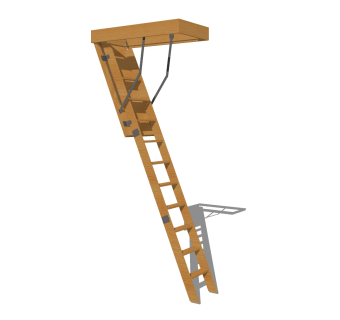 现代实木折叠楼梯草图大师模型，实木折叠楼梯sketchup模型免费下载