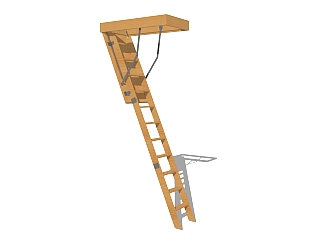 现代实木折叠楼梯草图大师模型，实木折叠楼梯sketchup...