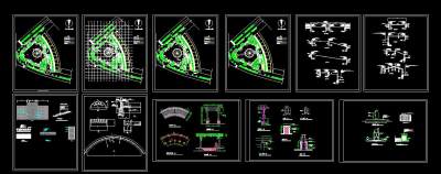 广场景观平面图立面图公园景观小品施工图CAD图纸