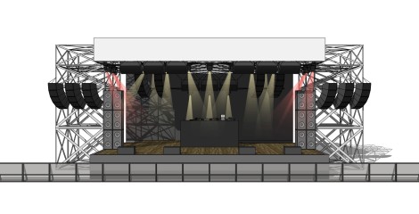 桁架式灯光音响展示舞台草图大师模型，桁架式灯光音响展示舞台sketchup模型免费下载