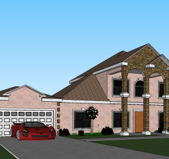 欧式独栋别墅su模型免费下载，sketchup别墅草图大师模型
