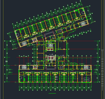 保定市第一中心医院CAD施工图，办公空间CAD施工图纸下载