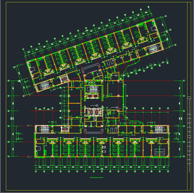 保定市第一中心医院CAD施工图，办公空间CAD施工图纸下载