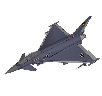 英德意西EF2000台风战斗机草图大师模型，战斗机SU模型下载