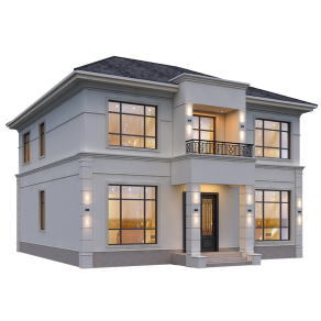 欧式二层小洋楼别墅设计图纸，新农村带阳台简单宅基地自建房两层别墅图纸下载