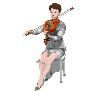 拉着小提琴的女演员su模型，女演员草图大师模型下载