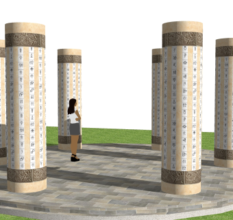 中式文化景观柱草图大师模型，文化景观柱sketchup模型免费下载