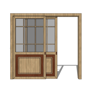 日式滑动门SU模型下载，推拉门草图大师模型