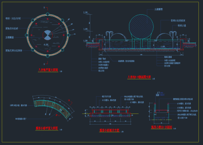 园林景观假山喷泉大样图，园林景观CAD施工图纸下载