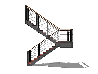 <em>中式</em>楼梯草图大师模型，楼梯sketchup模型下载