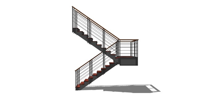 中式楼梯草图大师模型，楼梯sketchup模型下载