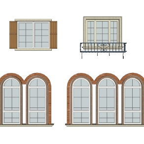 欧式窗草图大师模型,欧式窗SU模型下载
