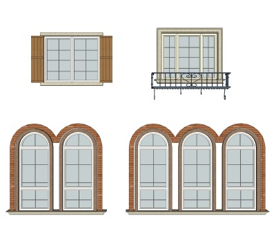 欧式窗草图大师模型,欧式窗SU模型下载