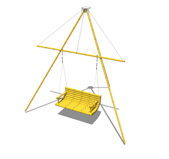 现代竹制秋千su模型，竹制品草图大师模型下载