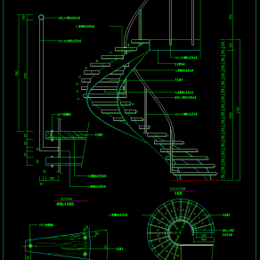 旋轉樓梯cad設計圖紙,旋轉樓梯cad施工圖紙下載