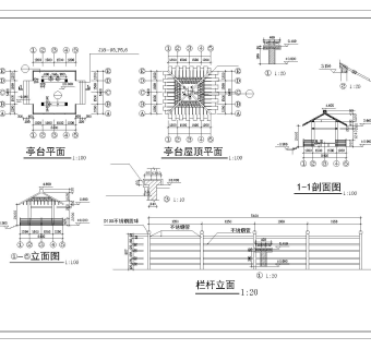 方亭施工图cad工程图纸免费下载