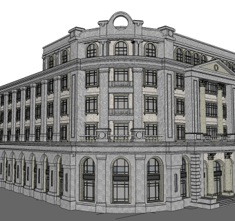 近代酒店草图大师模型下载、近代酒店su模型下载
