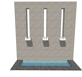 现代景观墙skp文件下载，景观墙SU模型
