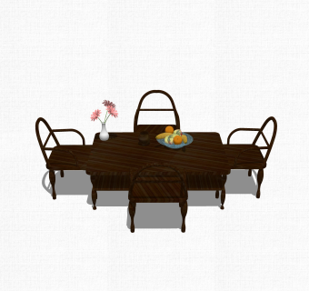 中式餐桌椅草图大师模型，餐桌椅skb文件下载