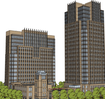 现代酒店草图大师模型下载、现代酒店su模型下载