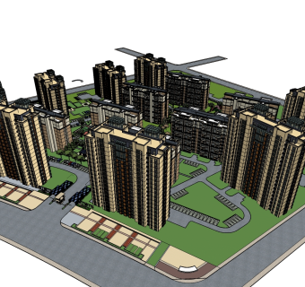 欧式高层住宅楼草图大师模型，住宅楼skp文件下载
