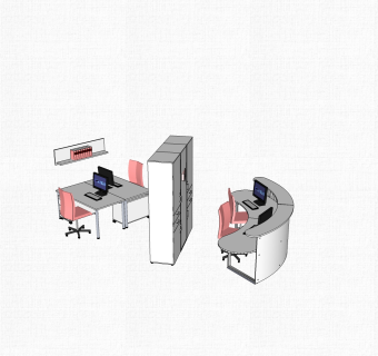 现代办公桌su模型，办工桌sketchup模型下载