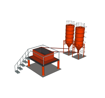 现代工业筒仓草图大师模型，筒仓sketchup模型下载