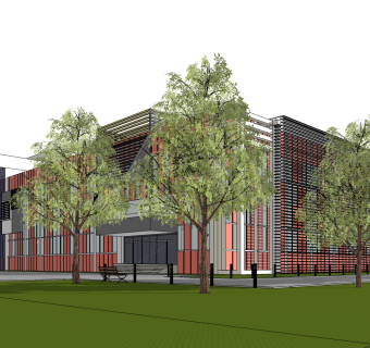 现代办公楼草图大师模型，办公楼sketchup模型免费下载