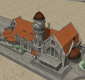 欧式古典别墅草图大师模型，sketchup别墅su模型下载