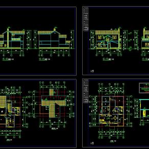 农村别墅施工图，别墅CAD设计图纸下载