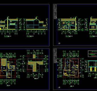 农村别墅施工图，别墅CAD设计图纸下载