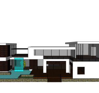 现代独栋别墅草图大师模型下载，独栋别墅sketchup模型
