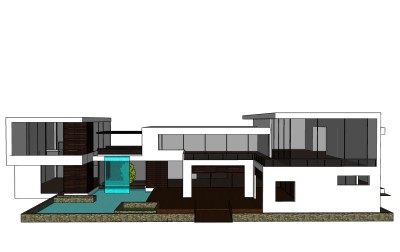 现代独栋别墅草图大师模型下载，独栋别墅sketchup模型