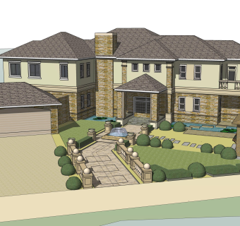欧式别墅su模型下载、欧式别墅草图大师模型下载