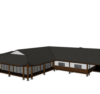 日式古建房屋草图大师模型下载、古建房屋su模型下载