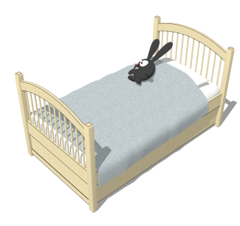 现代简约婴儿床草图大师模型，婴儿床skb文件下载