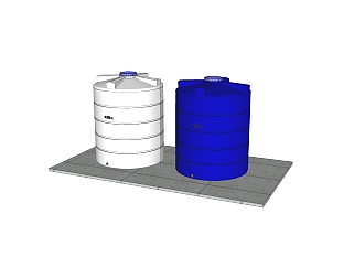 现代工业水<em>处理</em>储罐草图大师模型，水箱su模型下载